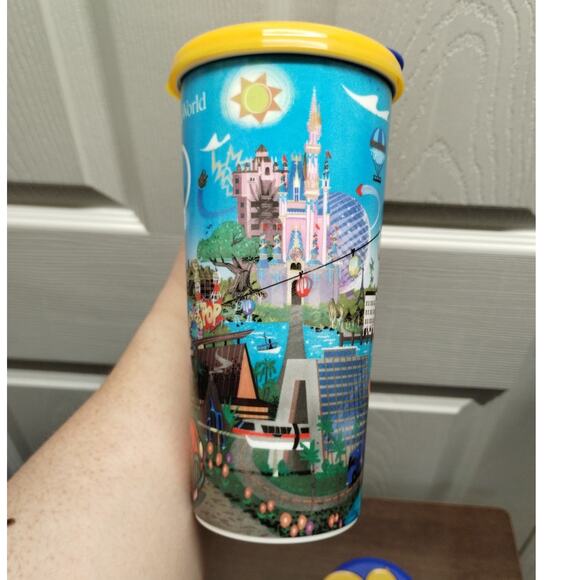 Set of Two Walt Disney World 50th Anniversary Whirly Refillable Mugs & Lids - Picture 4 of 9